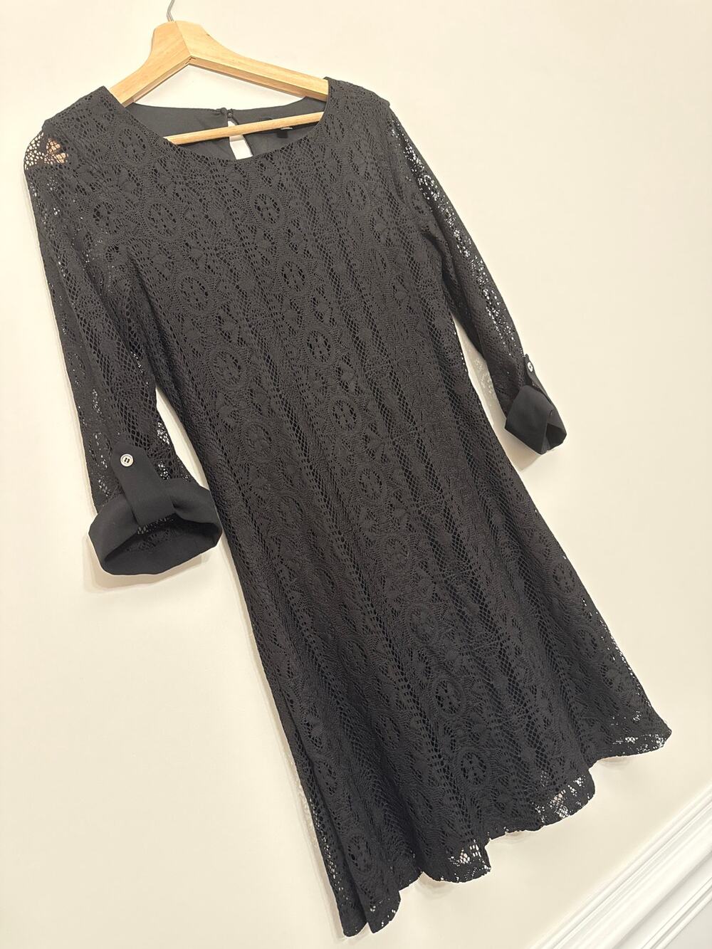 As You Wish Black Lace Shift Dress Size M
